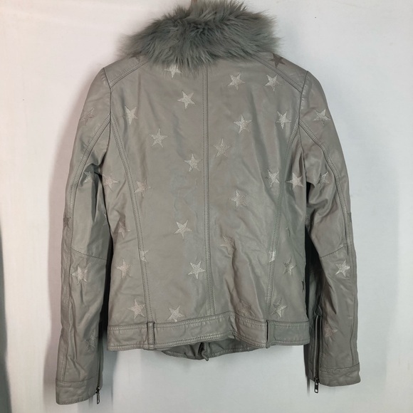 Samantha Sipos Biker Jacket Size XS Leather Seeing Stars Leather Faux Fur Gray - Picture 6 of 9